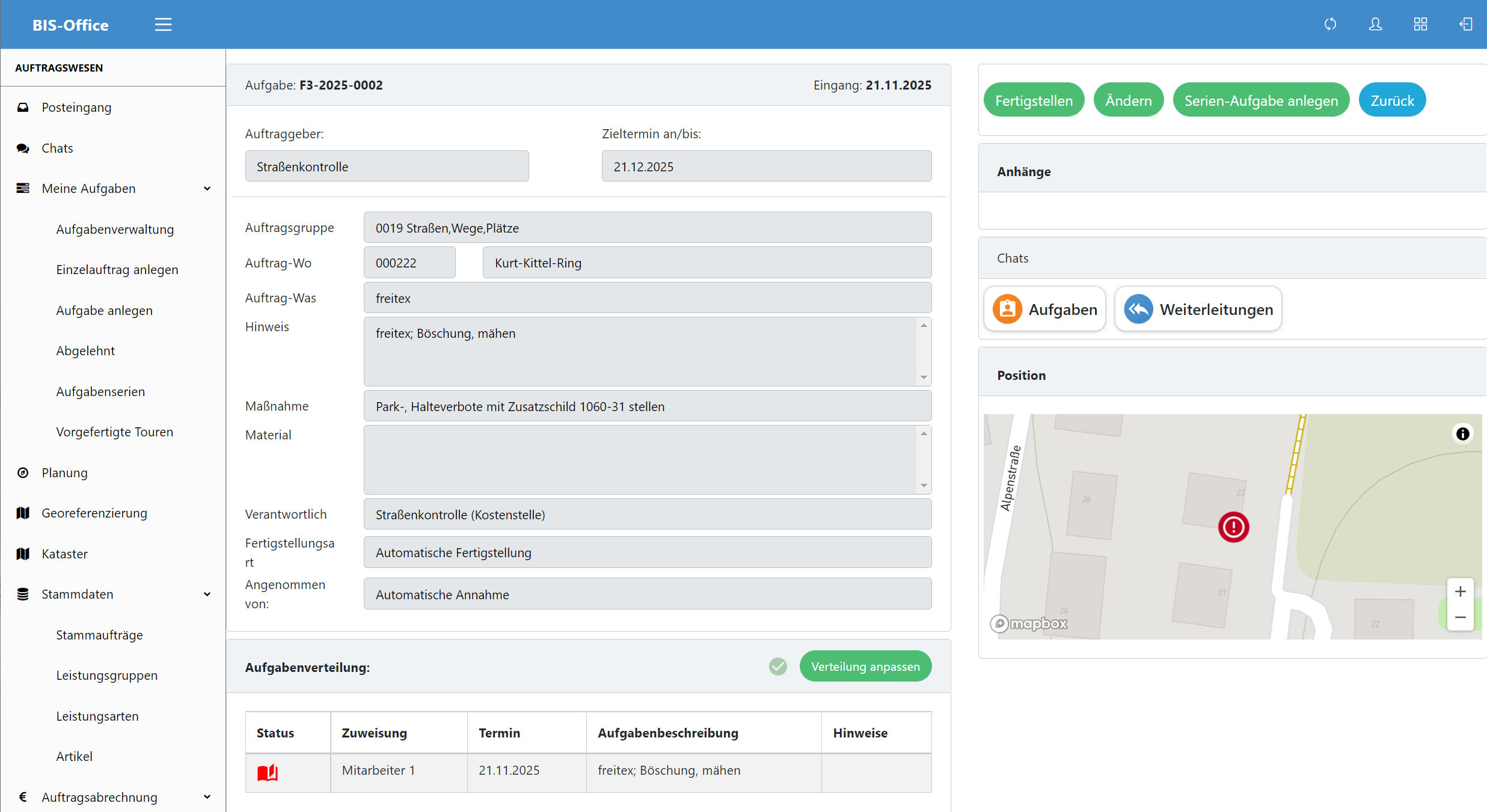 BIS-Office Aufgabenverwaltung mit Kartenintegration