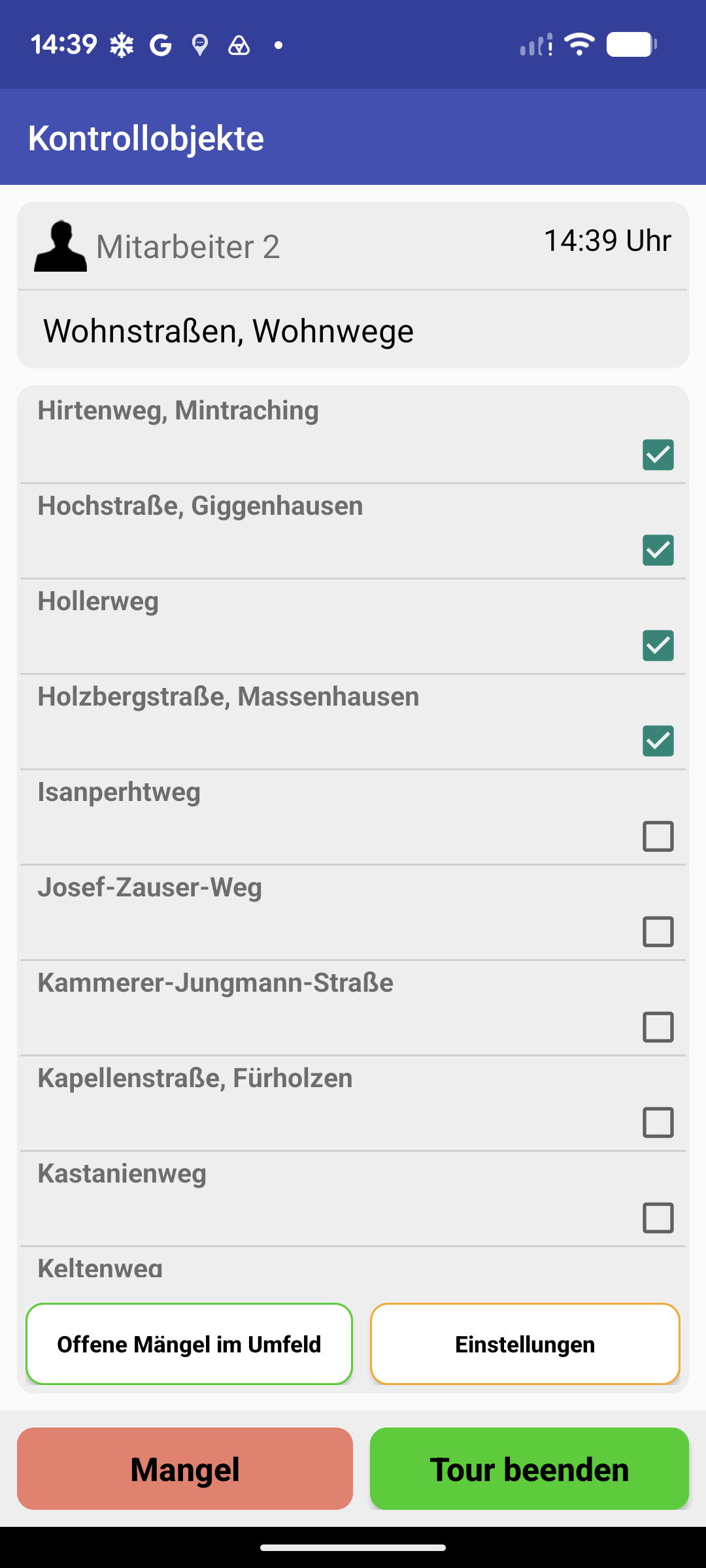 Kontrolltour am Smartphone