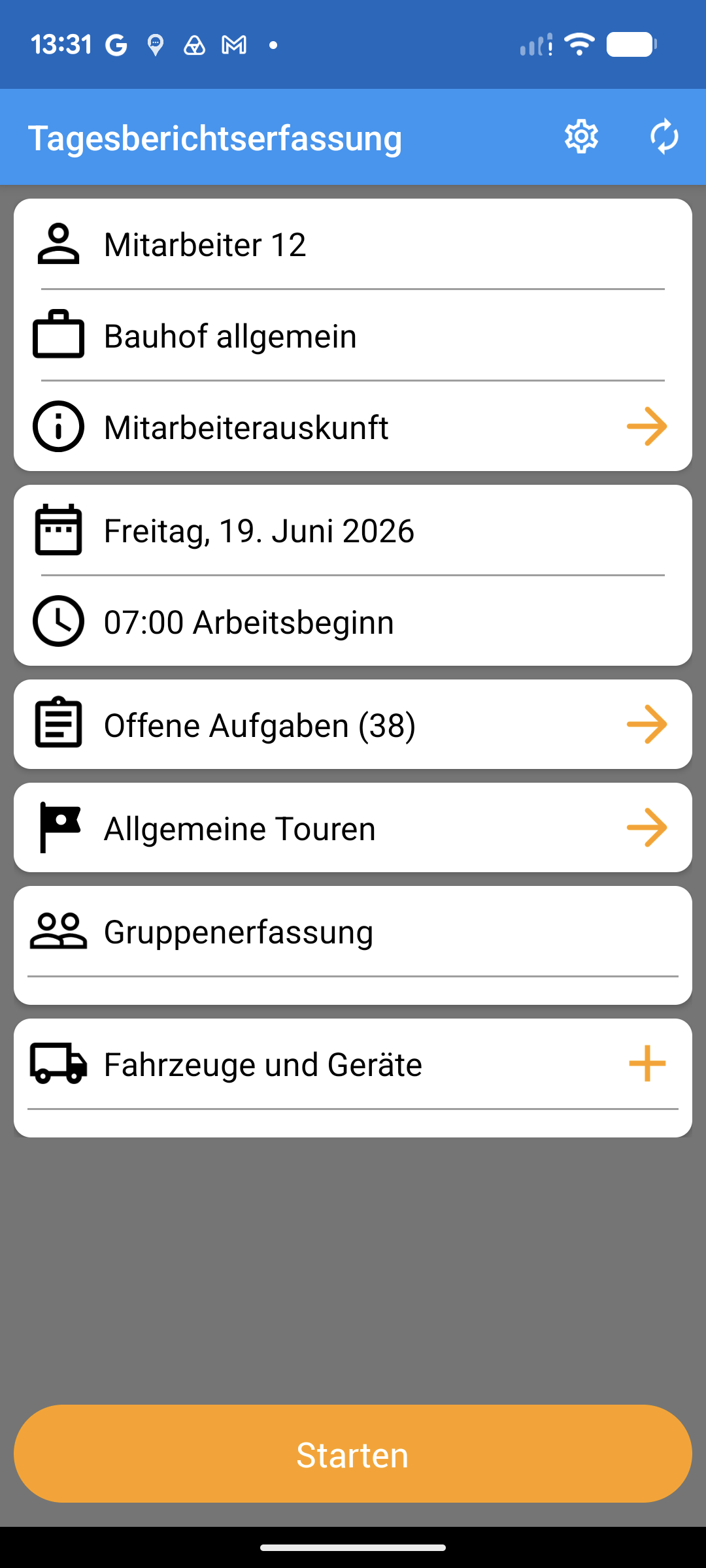 Tagesberichtserfassung App