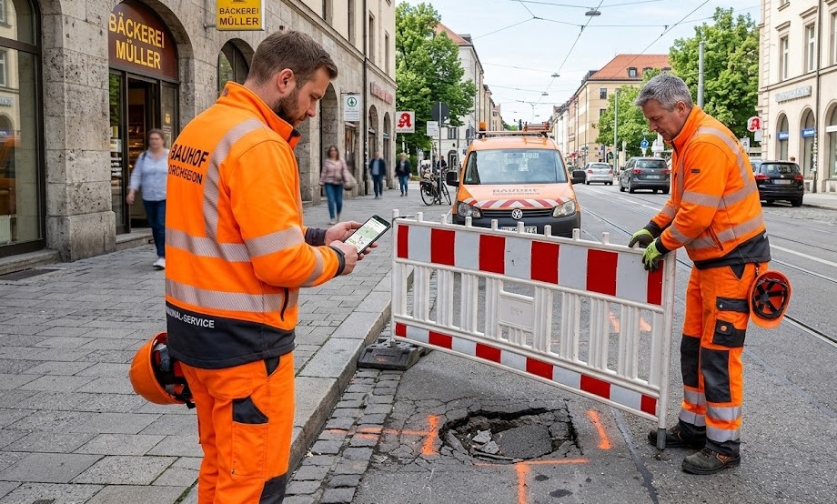 Team kommuniziert mobil